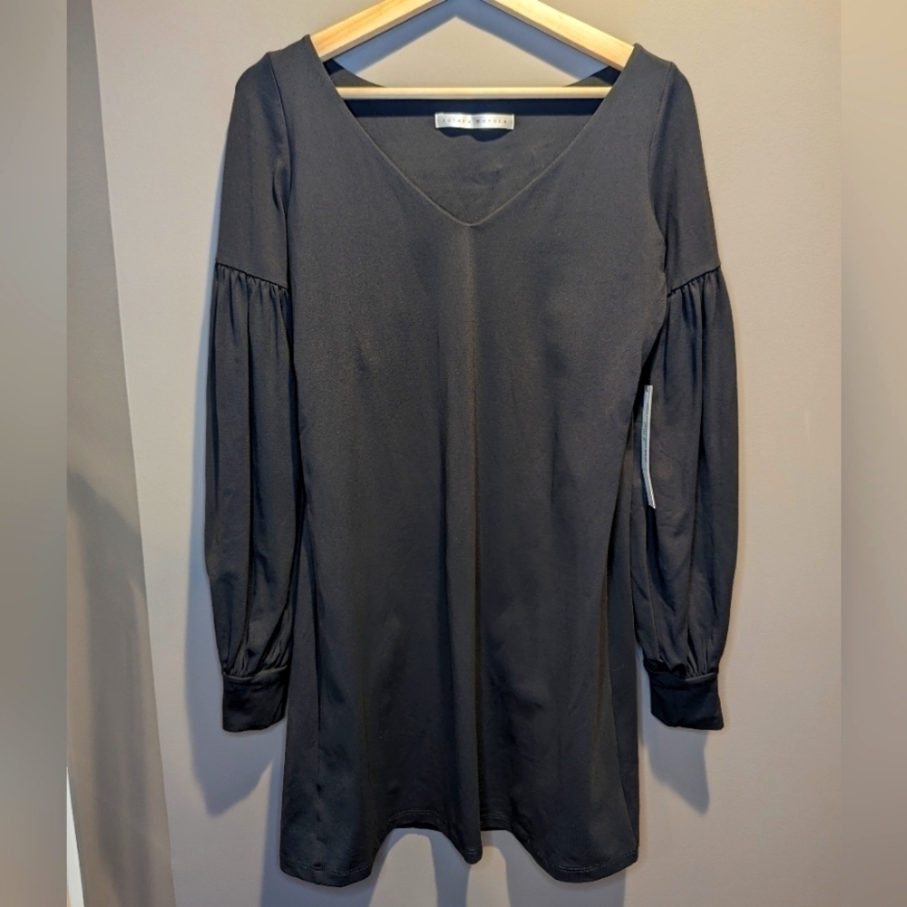 Susana Monaco Black Vneck Long Sleeve Mini Dress Size Small